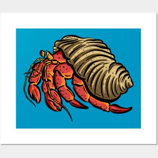 Big Red Hermit Crab cartoon illustration Posters and Art
